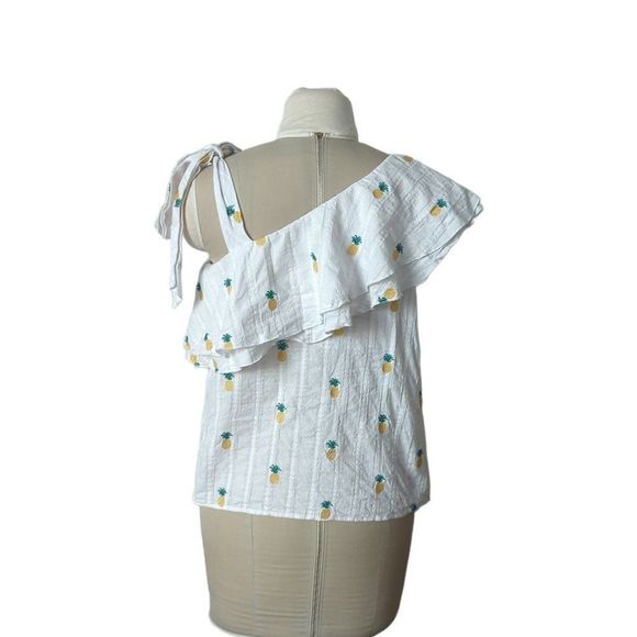 Buffalo  David Bitton Pina Colada Pineapple Embroidered Asymmetrical Top - Picture 4 of 5